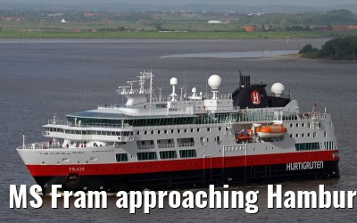 MS Fram approaching Hamburg, 23 May 2013