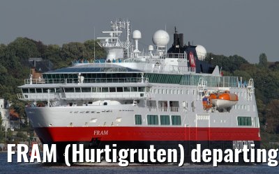 FRAM (Hurtigruten) departing Hamburg - September 30, 2012