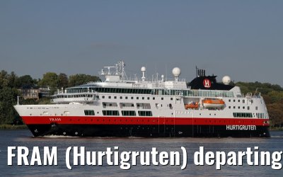 FRAM (Hurtigruten) departing Hamburg - September 30, 2012