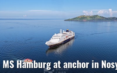 MS Hamburg at anchor in Nosy Be, Madagascar