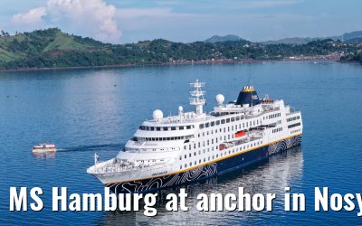 MS Hamburg at anchor in Nosy Be, Madagascar
