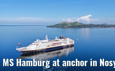 MS Hamburg at anchor in Nosy Be, Madagascar