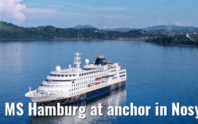 MS Hamburg at anchor in Nosy Be, Madagascar