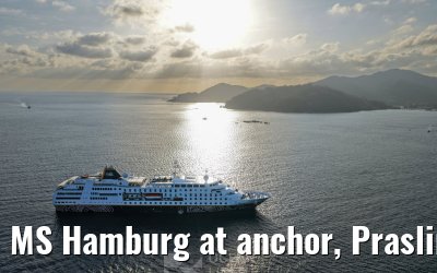 MS Hamburg at anchor, Praslin 23.02.2026