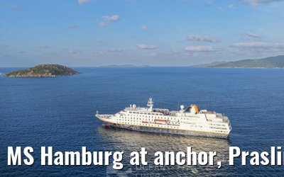 MS Hamburg at anchor, Praslin 23.02.2026