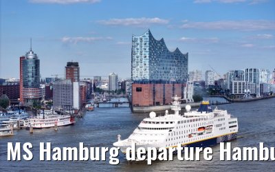 MS Hamburg departure Hamburg, Elbphilharmonie and Landungsbruecken 25.06.2024