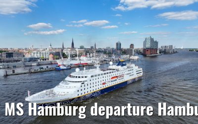 MS Hamburg departure Hamburg, Elbphilharmonie and Landungsbruecken 25.06.2024