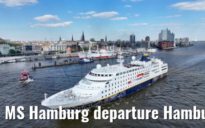 MS Hamburg departure Hamburg, Elbphilharmonie and Landungsbruecken 25.06.2024