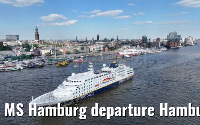 MS Hamburg departure Hamburg, Elbphilharmonie and Landungsbruecken 25.06.2024