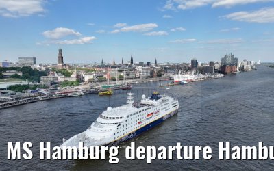 MS Hamburg departure Hamburg, Elbphilharmonie and Landungsbruecken 25.06.2024
