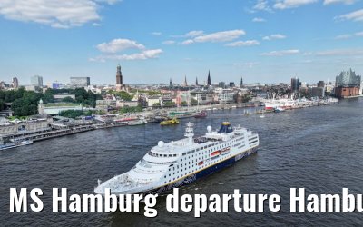 MS Hamburg departure Hamburg, Elbphilharmonie and Landungsbruecken 25.06.2024