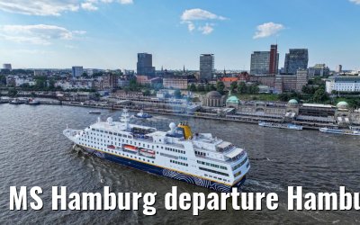 MS Hamburg departure Hamburg, Elbphilharmonie and Landungsbruecken 25.06.2024