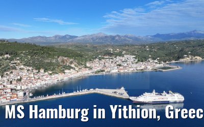MS Hamburg in Yithion, Greece 27.04.2024