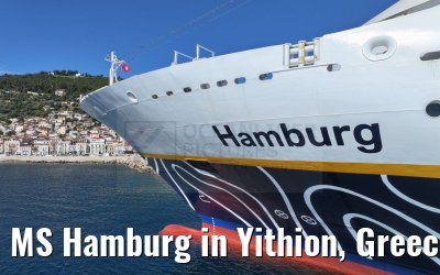 MS Hamburg in Yithion, Greece 27.04.2024