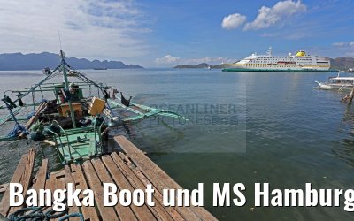 Bangka Boot und MS Hamburg, Coron, Busuanga Island, Philippinen