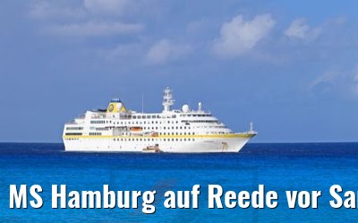 MS Hamburg auf Reede vor San Salvador, Bahamas 21.02.2018