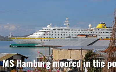 MS Hamburg moored in the port of Coron, Busuanga Island, Philippinen 15.02.2016