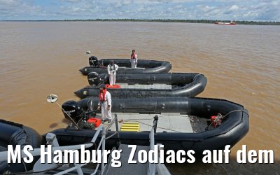 MS Hamburg Zodiacs auf dem Amazonas vor Anori 12.01.2015