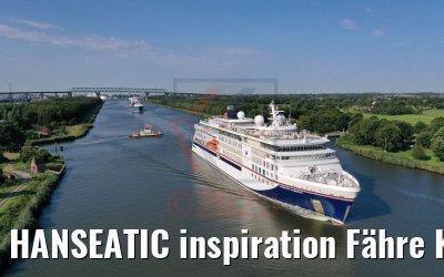 HANSEATIC inspiration Fähre Kudensee mit Hochbrücke Brunsbüttel 13.08.2020