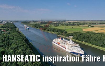 HANSEATIC inspiration Fähre Kudensee mit Hochbrücke Brunsbüttel 13.08.2020
