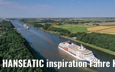 HANSEATIC inspiration Fähre Kudensee mit Hochbrücke Brunsbüttel 13.08.2020