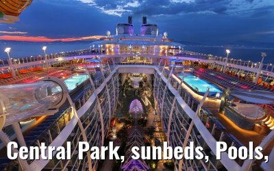Central Park, sunbeds, Pools, evening impressions Harmony of the Seas