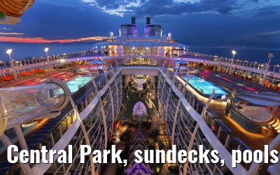 Central Park, sundecks, pools, evening impressions Harmony of the Seas