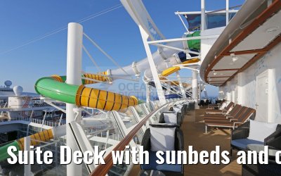 Suite Deck with sunbeds and chairs, waterslides, Harmony of the Seas