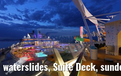 waterslides, Suite Deck, sundecks Harmony of the Seas evening view