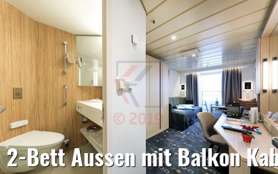 2-Bett Aussen mit Balkon Kabine 5500 Orion-Deck mit Badblick 2-Bett Aussen mit Balkon Kabine 5500 Orion-Deck mit Badblick