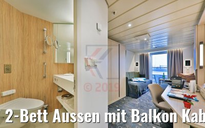 2-Bett Aussen mit Balkon Kabine 5500 Orion-Deck mit Badblick 2-Bett Aussen mit Balkon Kabine 5500 Orion-Deck mit Badblick