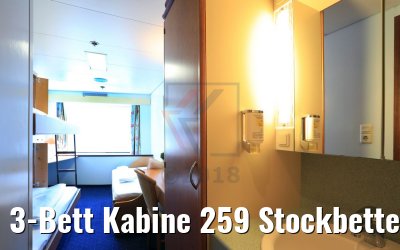 3-Bett Kabine 259 Stockbetten Hauptdeck MS Sofia 3-Bett Kabine 259 Stockbetten Hauptdeck MS Sofia