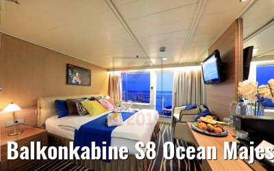 Balkonkabine S8 Ocean Majesty Gesamtansicht Champagne outside Balkonkabine S8 Ocean Majesty Gesamtansicht Champagne outside