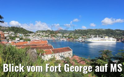 Blick vom Fort George auf MS Hamburg, Grenada 12.02.2018 Blick vom Fort George auf MS Hamburg, Grenada 12.02.2018