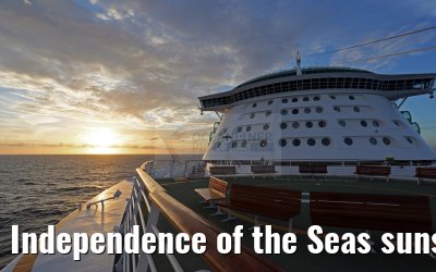 Independence of the Seas sunset seen from the bow Independence of the Seas sunset seen from the bow