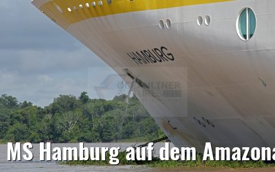 MS Hamburg auf dem Amazonas mit Pflanzen an Ankerkette 11.01.2015 MS Hamburg auf dem Amazonas mit Pflanzen an Ankerkette 11.01.2015