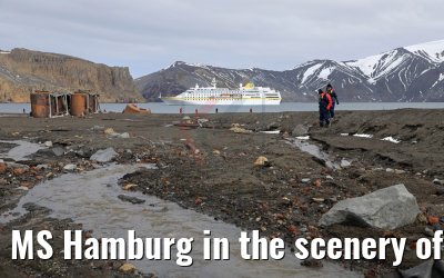 MS Hamburg in the scenery of the Whalers Bay, Antarctica 07.01.2017 MS Hamburg in the scenery of the Whalers Bay, Antarctica 07.01.2017