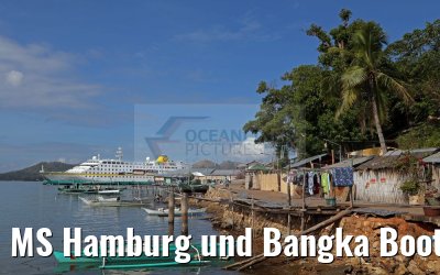 MS Hamburg und Bangka Boote im Fischerdorf bei Coron, Busuanga Island, 15.02.2016 MS Hamburg und Bangka Boote im Fischerdorf bei Coron, Busuanga Island, 15.02.2016