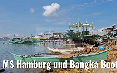 MS Hamburg und Bangka Boote in Coron, Philippinen MS Hamburg und Bangka Boote in Coron, Philippinen