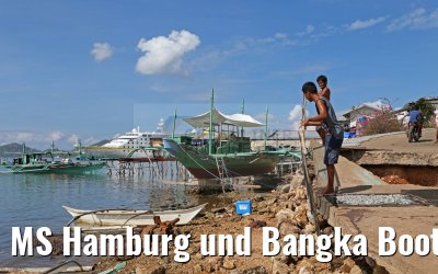 MS Hamburg und Bangka Boote in Coron, Philippinen MS Hamburg und Bangka Boote in Coron, Philippinen