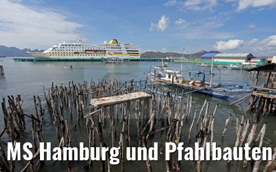 MS Hamburg und Pfahlbauten in Coron, Philippinen MS Hamburg und Pfahlbauten in Coron, Philippinen