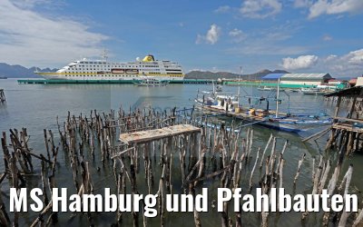 MS Hamburg und Pfahlbauten in Coron, Philippinen MS Hamburg und Pfahlbauten in Coron, Philippinen