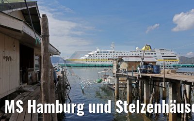 MS Hamburg und Stelzenhäuser in Coron, Busuanga Island, Philippinen 15.02.2016 MS Hamburg und Stelzenhäuser in Coron, Busuanga Island, Philippinen 15.02.2016