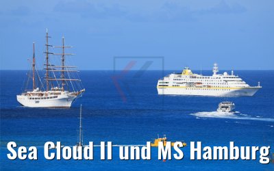 Sea Cloud II und MS Hamburg mit Glasbodenboot St. Barth 16.02.2018 Sea Cloud II und MS Hamburg mit Glasbodenboot St. Barth 16.02.2018