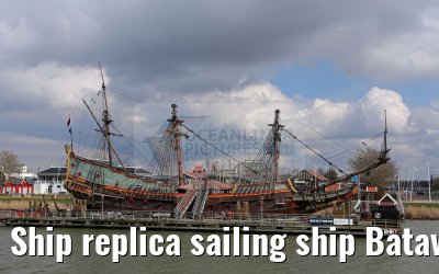 Ship replica sailing ship Batavia in Lelystad 04.04.2016 Ship replica sailing ship Batavia in Lelystad 04.04.2016