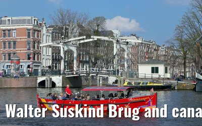 Walter Suskind Brug and canal boat Amsterdam 03.04.2016 Walter Suskind Brug and canal boat Amsterdam 03.04.2016
