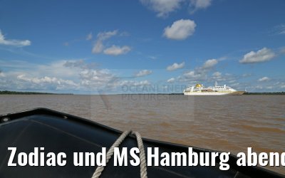 Zodiac und MS Hamburg abends auf d em Amazonas 12.01.2015 Zodiac und MS Hamburg abends auf d em Amazonas 12.01.2015