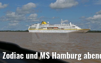Zodiac und MS Hamburg abends auf d em Amazonas 12.01.2015 Zodiac und MS Hamburg abends auf d em Amazonas 12.01.2015