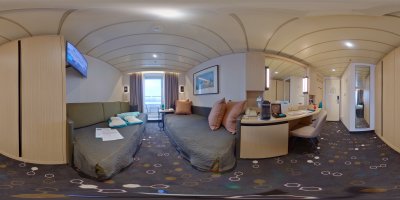 360-Grad Panoramabild Kabine 5500 2-Bett aussen mit Balkon MS Artania Orion-Deck