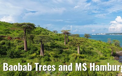 Baobab Trees and MS Hamburg Antsiranana, Madagascar